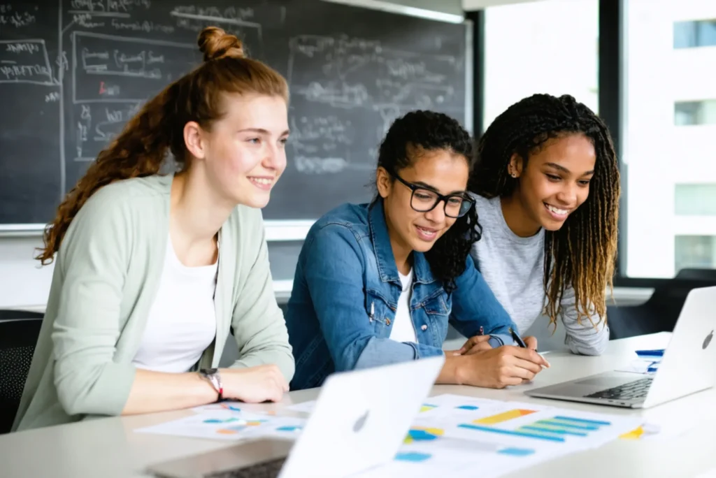 groupe de camarades en salle de classe