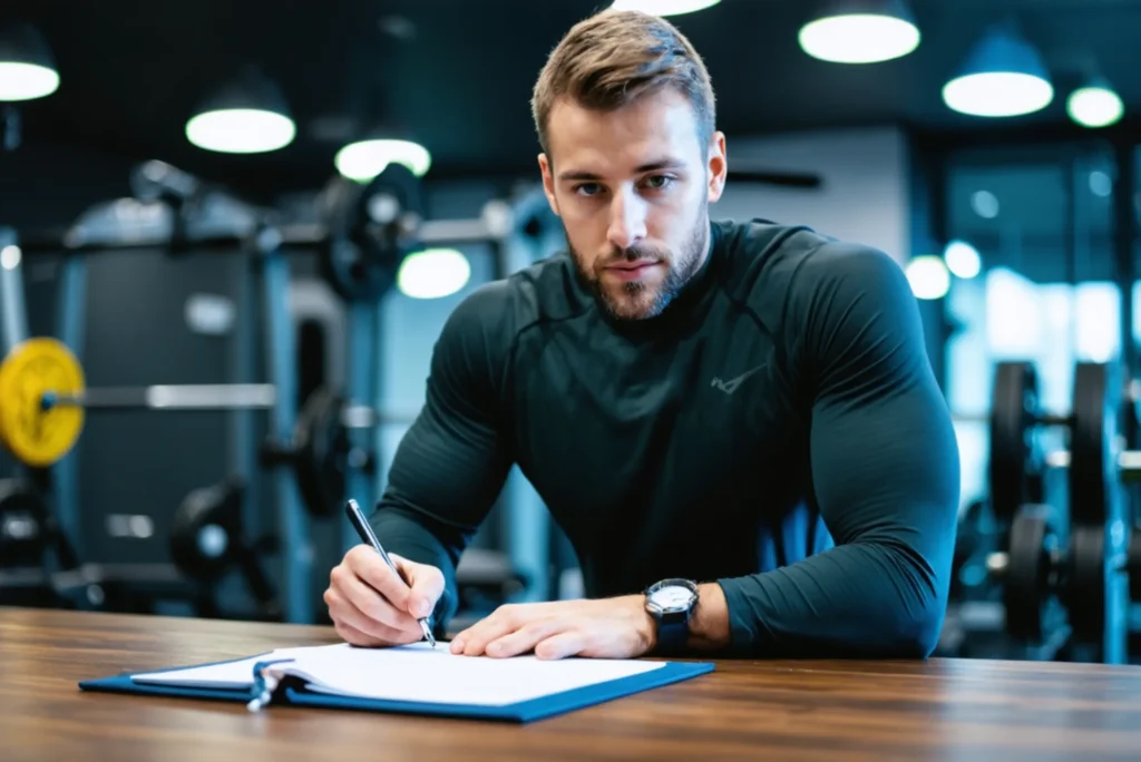 athlète salle de sport signant un contrat